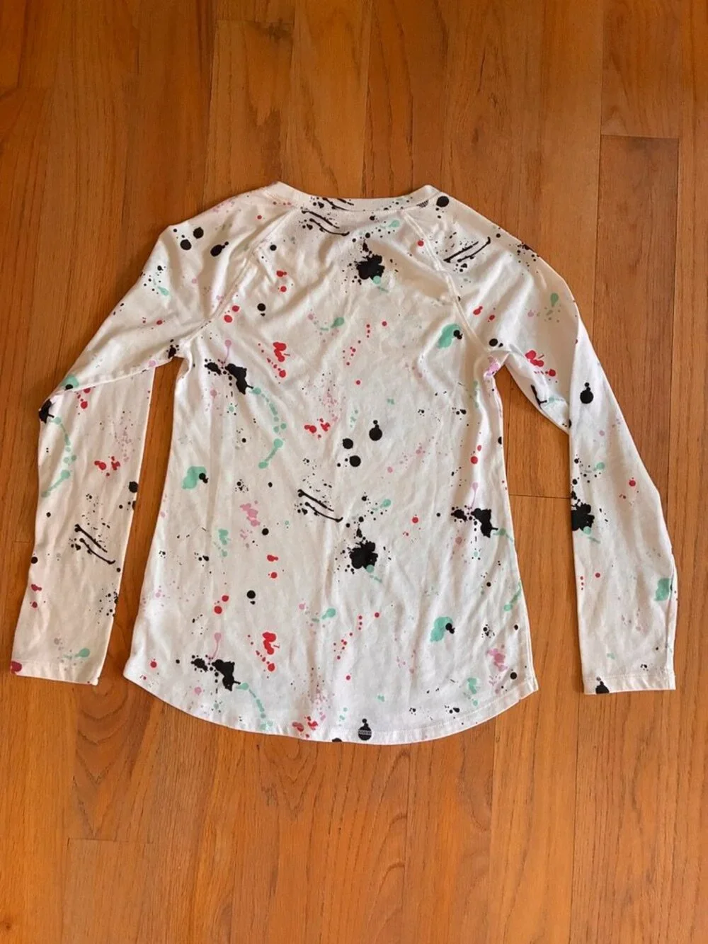 Justice Girls 12 Paint Splatter Long Sleeve Shirt Colorful Graphic Top